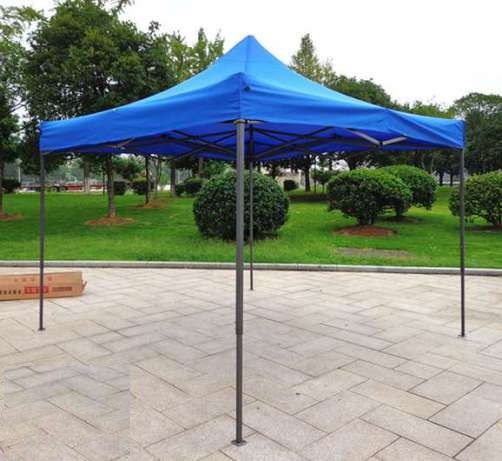 Cort Pavilion 3x3m Albastru Pliabil Cadru Metal pentru Curte, Gradina, Evenimente