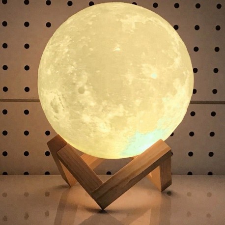 Lampa veghe Luna Moon Lamp 18 cm, imprimata 3D, reincarcabila