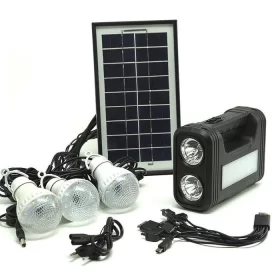 Kit Panou Solar Cu 3 Becuri, Incarcator USB Si Lanterna, GD-Light 8017 Plus