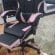 Scaun Gaming Profesional JRH, King Size, Cadru Otel, Piele Sintetica, 130 kg, perna lombara - roz