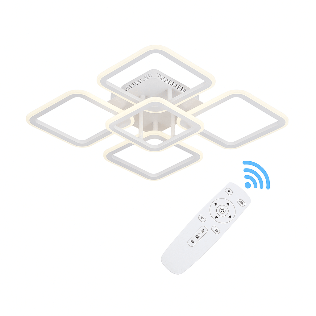 Lustra LED 176W Ceiling 8 Alb, LED inclus, 8 surse de iluminare, Telecomanda, Dimabil, Lumina: Cald, Natural, Rece