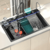 Chiuveta multifunctionala inox, cu led, gri 75×46 afisaj digital a temperaturii