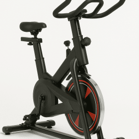 Bicicletă Fitness Staționară BUZ, 5 Trepte, Volantă 6kg, Greutate Suportată 110kg, Reglabilă – Negru/Roșu