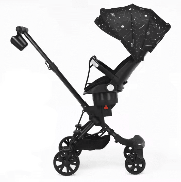 Carucior Copii 3 în 1 JRH – Pliabil, Ușor și Reversibil | Baby Stroller cu Ham 5 Puncte și Copertină Reglabilă
