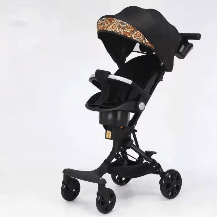 Carucior Copii 3 în 1 JRH – Pliabil, Ușor și Reversibil | Baby Stroller cu Ham 5 Puncte și Copertină Reglabilă - imagine 6