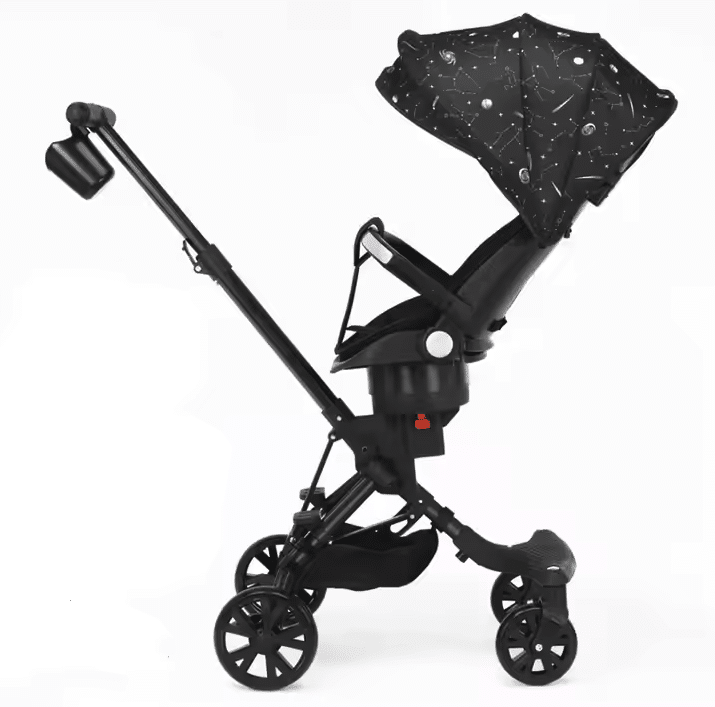 Carucior Copii 3 în 1 JRH – Pliabil, Ușor și Reversibil | Baby Stroller cu Ham 5 Puncte și Copertină Reglabilă - imagine 3