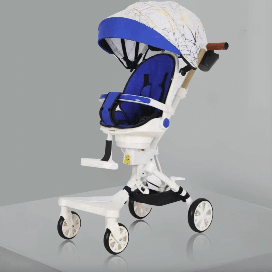 Carucior Copii 3 în 1 JRH – Pliabil, Ușor și Reversibil | Baby Stroller cu Ham 5 Puncte și Copertină Reglabilă - imagine 8