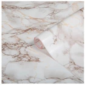 Tapet autoadeziv marmură albă cu vene maronii-bej MT-Classic Soft, 3 m x 1,2 m, aspect natural și versatil