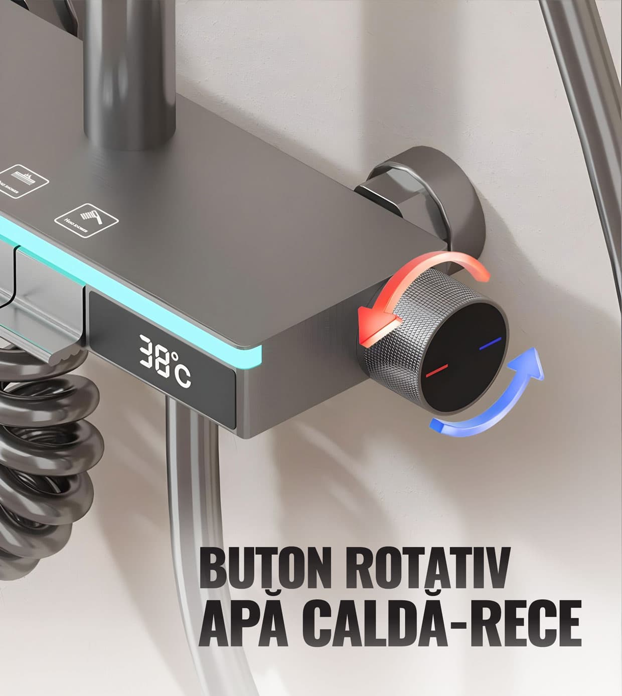 Coloană de Duș Smart JRH C84 – Display LED, Temperatură Digitală, 4 Moduri de Curgere - imagine 2