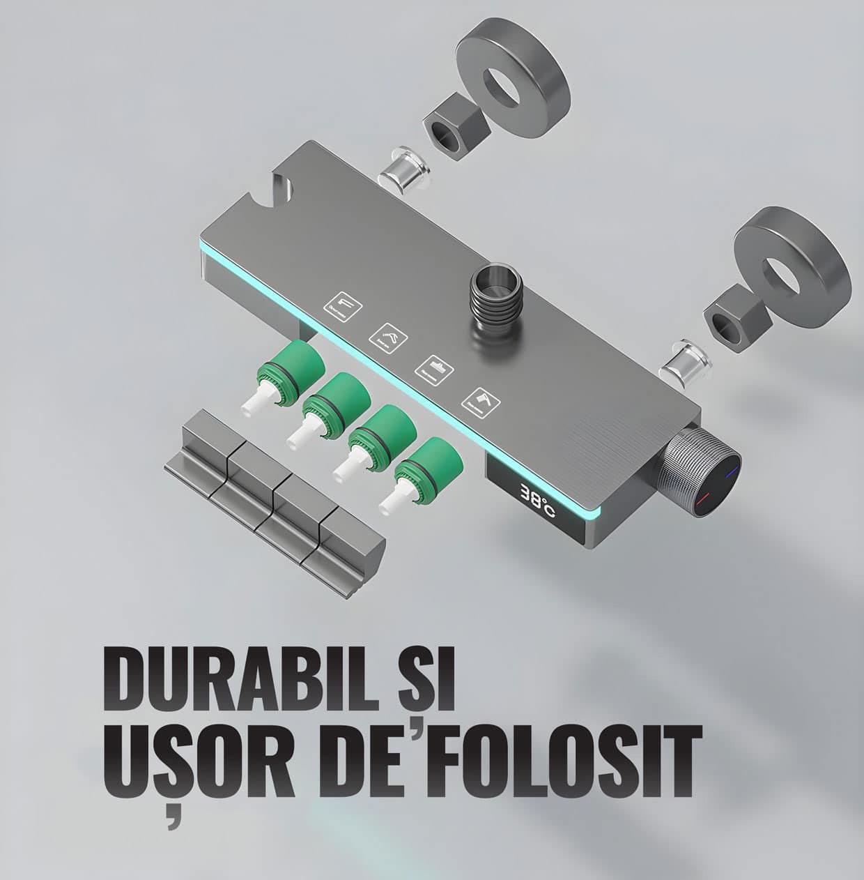Coloană de Duș Smart JRH C84 – Display LED, Temperatură Digitală, 4 Moduri de Curgere - imagine 9