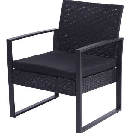 Set mobilier terasă și grădină 3 piese, tehnorattan negru cu perne impermeabile și masă compactă - imagine 3
