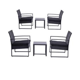 Set Mobilier de Grădină din Ratan Sintetic – 4 Scaune cu Perne + 2 Mese Asortate, Design Modern Elegant