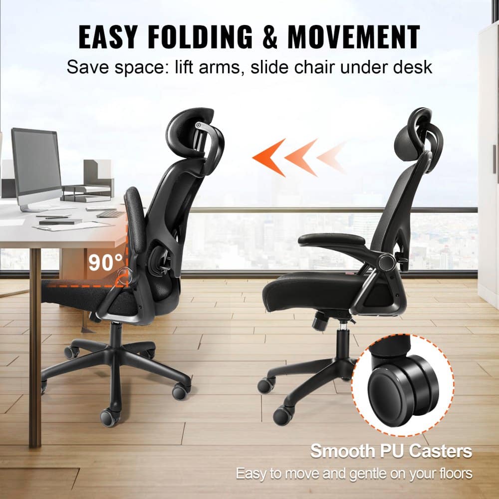 Scaun Ergonomic de Birou JRH cu Suport Lombar Reglabil, Tetieră și Brațe Rabatabile - imagine 11