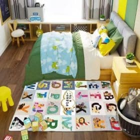 Covor copii educativ, model alfabet colorat cu animale