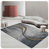Covor living modern imprimat 3D, 100% poliester, design abstract gri cu accente aurii și negre