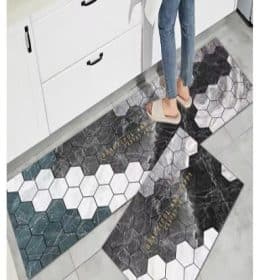 covoare bucătărie antiderapante, 140x60 cm model hexagonal marmură, 100% poliester