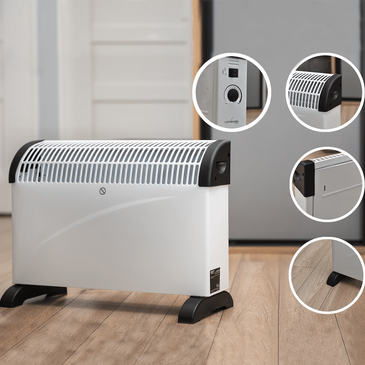 Incalzitor electric Jrh, 2000W, 3 trepte de putere, termostat, 340x140x570 mm, alb - imagine 6