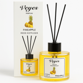 Odorizant cameră Veyes Pineapple – 130 ml Difuzor cu bețișoare, aromă tropicală de ananas
