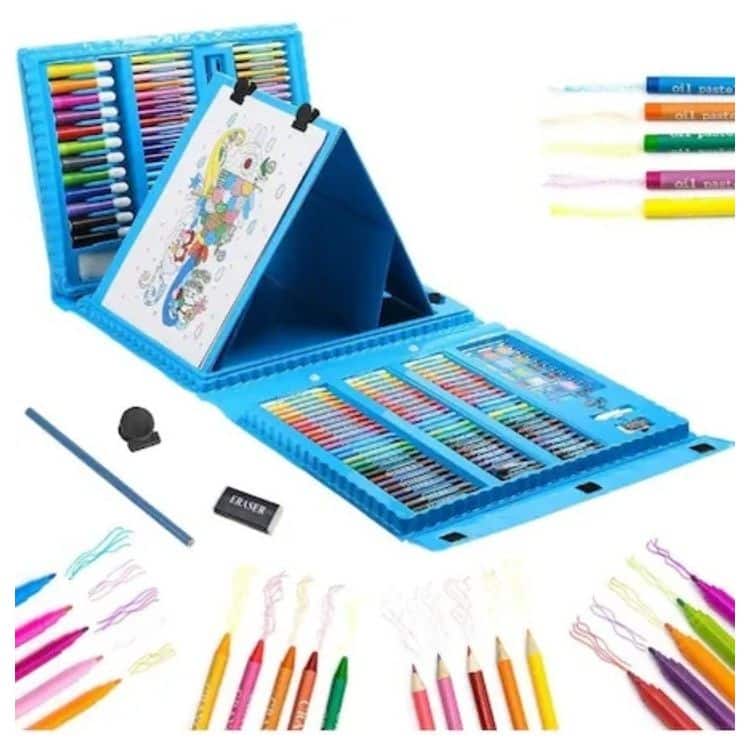Set Complet pentru Pictură și Desen, 208 Piese albastru si roz - imagine 3