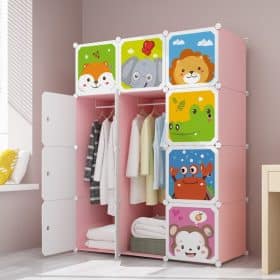 Dulap Modular Copii, 12 Usi, Roz