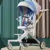 Carucior Copii 3 în 1 JRH – Pliabil, Ușor și Reversibil | Baby Stroller cu Ham 5 Puncte și Copertină Reglabilă