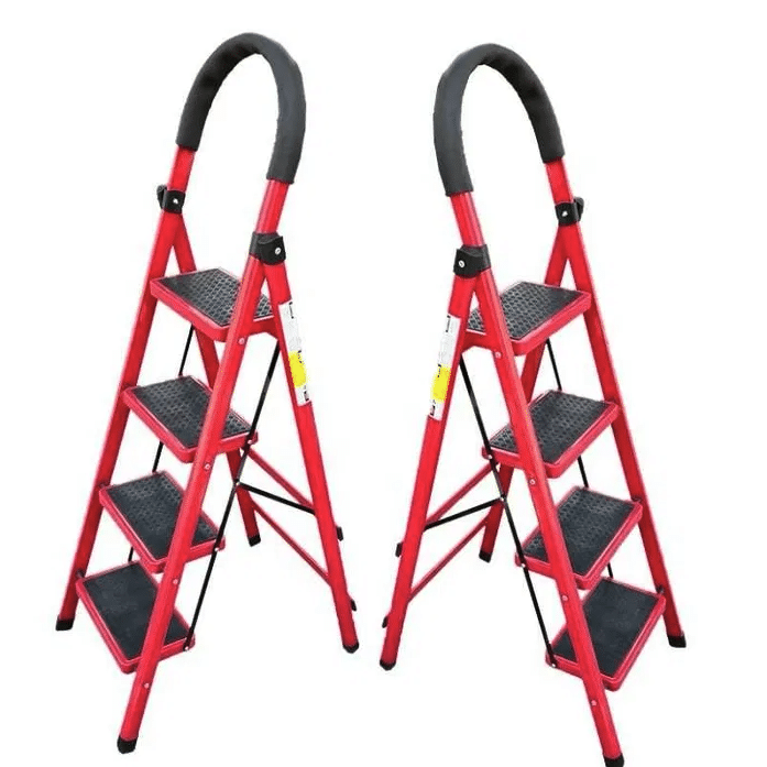 Scara din Oțel JRH, 5 trepte, 1085x495x1390 mm, 150 kg – Roșu & Negru - imagine 6