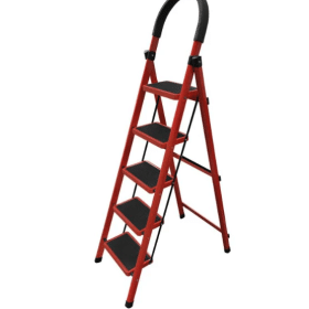 Scara din Oțel JRH, 5 trepte, 1085x495x1390 mm, 150 kg – Roșu & Negru