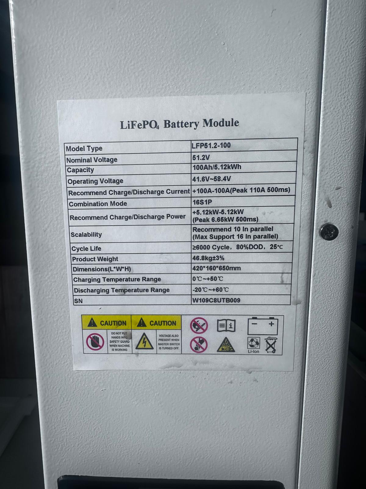 Baterie Solară LiFePO4 JRH 5.12 kWh, 51.2V, cu Display si bms