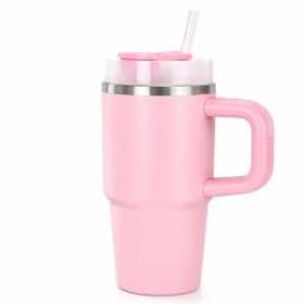 Cană Termică 1200 ml cu Mâner – Oțel Inoxidabil, Menține Cald/Rece, Roz