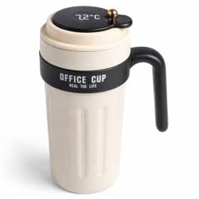 Cana de cafea portabila, Afisare Digitala Temperatura, crem si negru 650ml