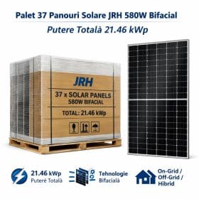 Palet 37 Panouri Solare JRH 580W Bifacial – Putere Totală 21.46 kWp, N type