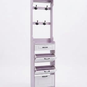 Set Mobilier Hol Alb, Pantofar Slim 3 Sertare și Cuier, Stil Scandinav, 85x24x208 cm