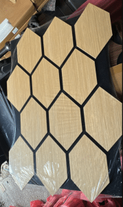 Panou Acustic Decorativ Hexagonal Fagure 335s Nuc Auriu Premium