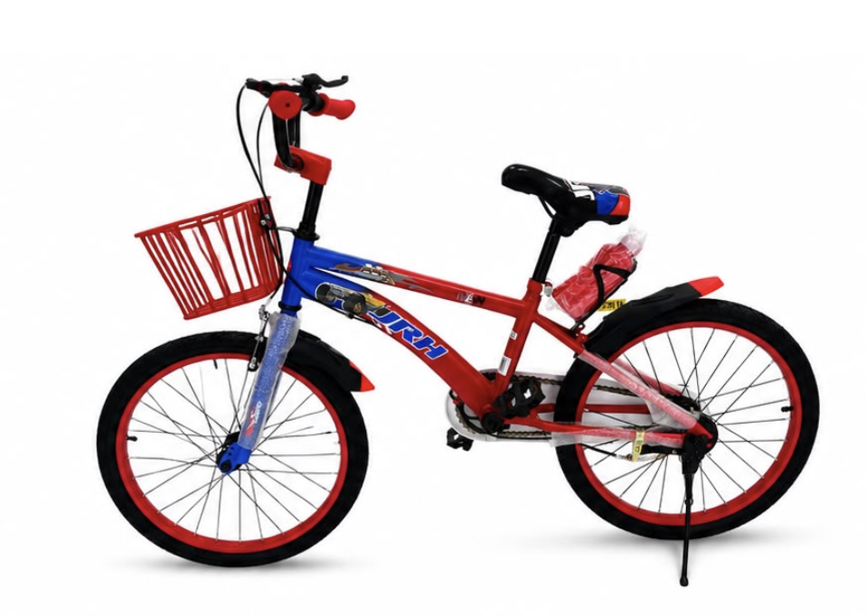 Bicicletă Copii 20 Inch Roșu-Albastru cu Coș Frontal, Bidon Apă, Detașabile și Frâne Față-Spate, Cadru Oțel - imagine 5